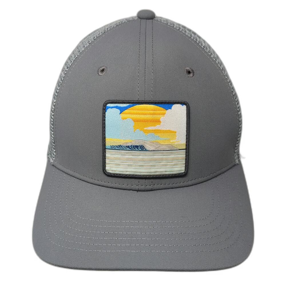 Sunday Afternoons Trucker Hat Gray One Size Mesh Back Sunset Wave Patch Snapback